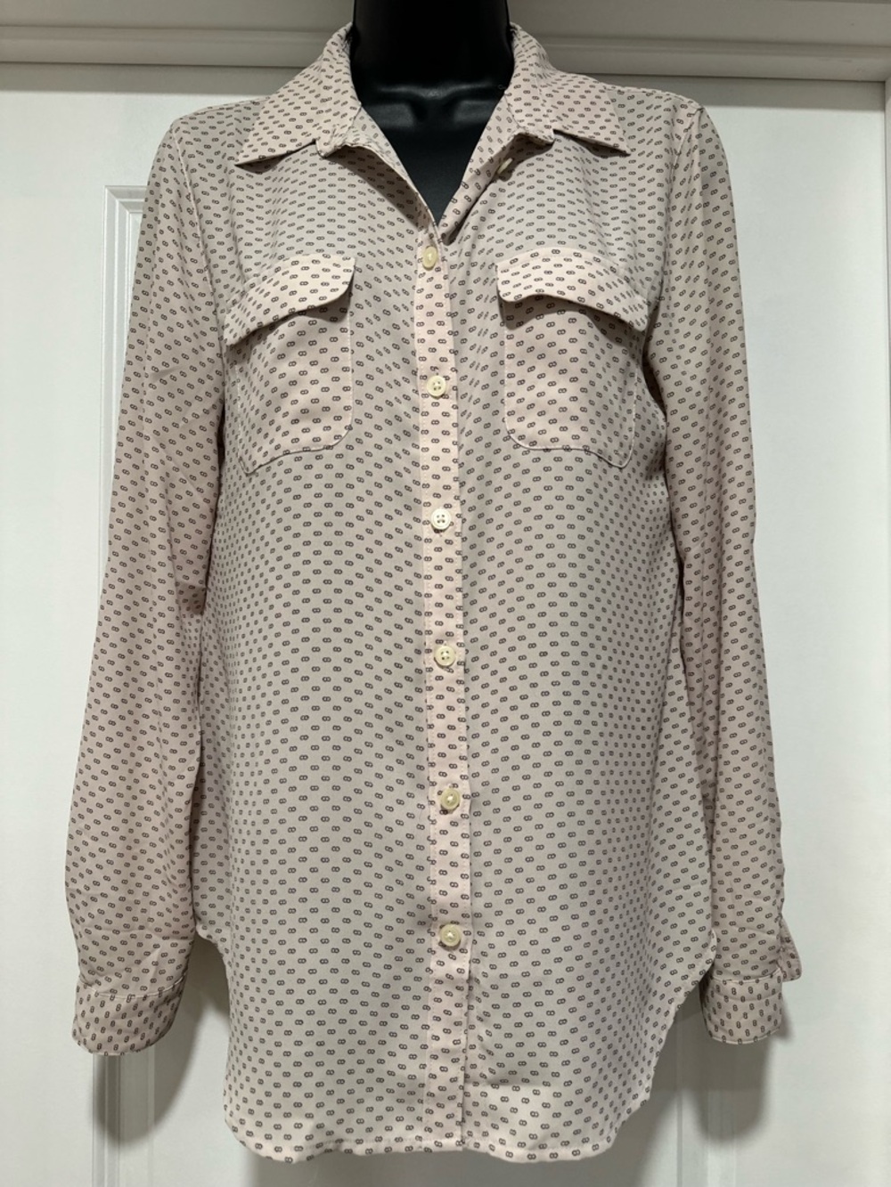 Ann Taylor LOFT Light Pink Button Down Dress Blouse Top Size Small